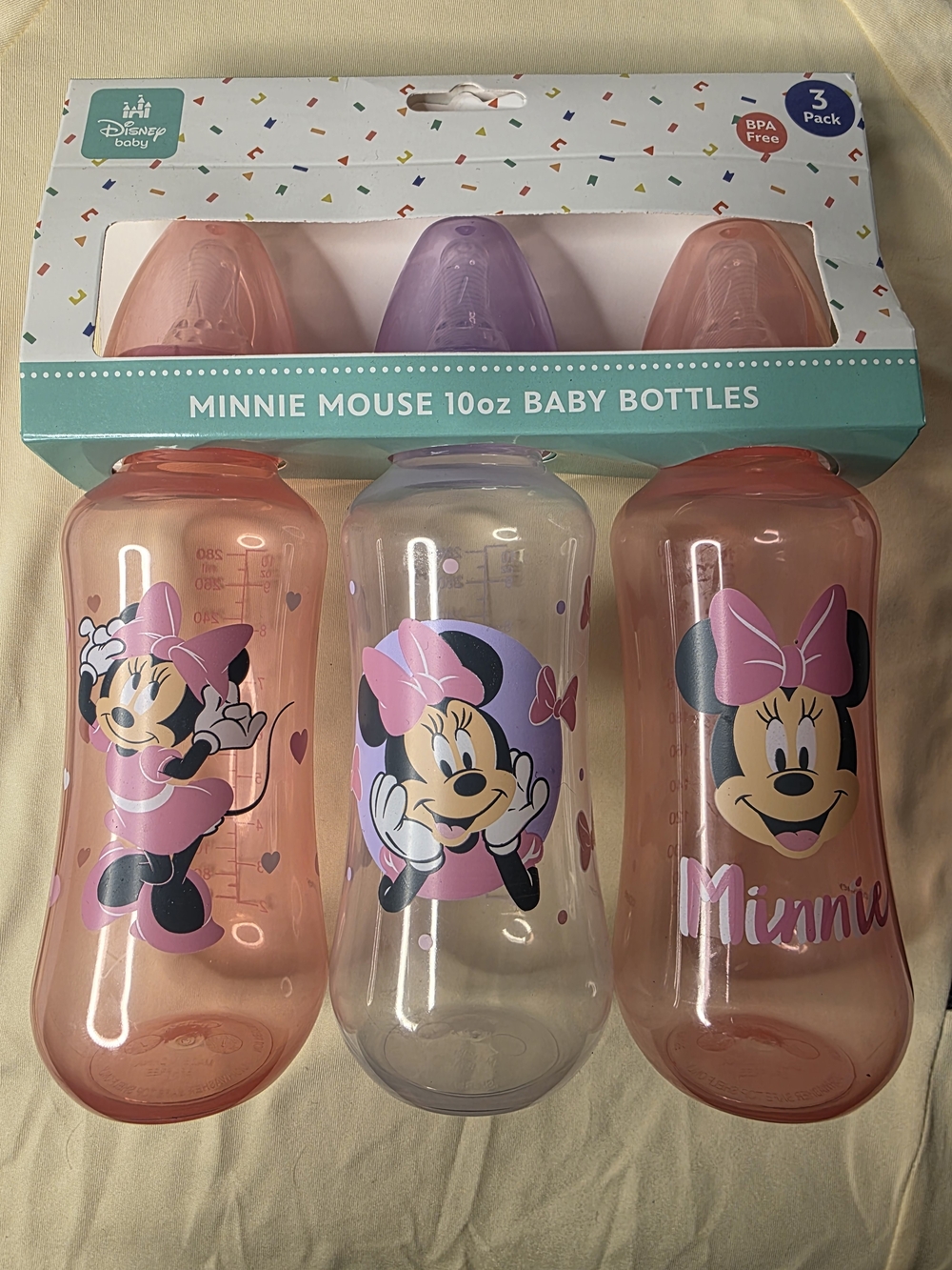 Disney Minnie Mouse Baby Bottles - Pink & Purple, 3-Pack